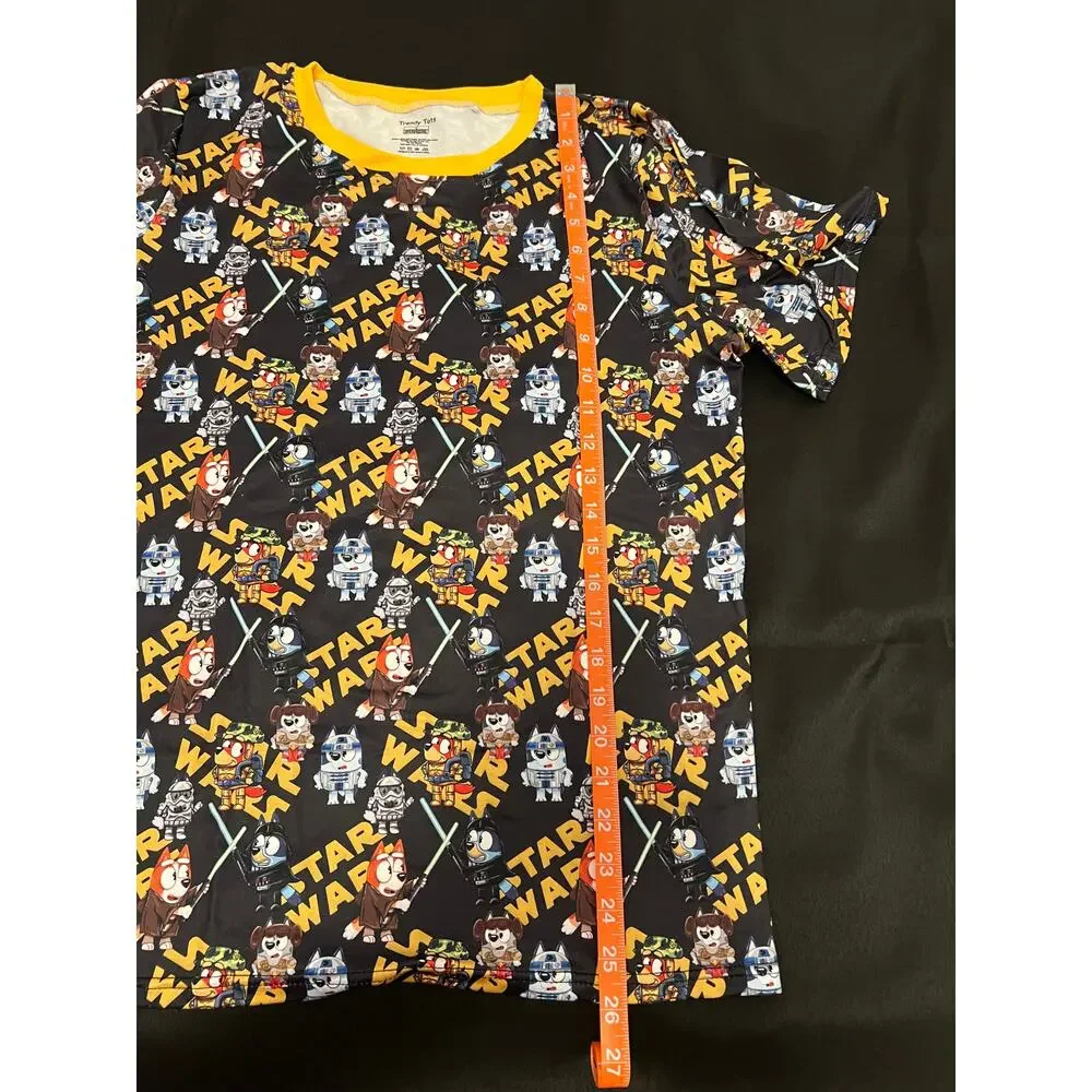 Bluey Star Wars Pajama Set Kids Large Black Yellow Shirt‎ Shorts Sleepwear